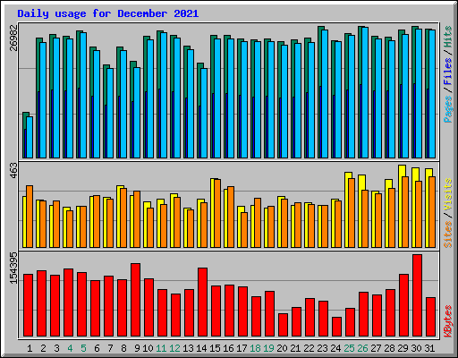 Daily usage for December 2021