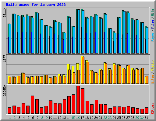 Daily usage for January 2022